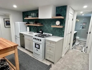 Fridge, microwave, oven, stovetop - Beautiful Ballard Basement (Seattle)