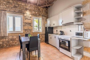 Fridge, microwave, oven