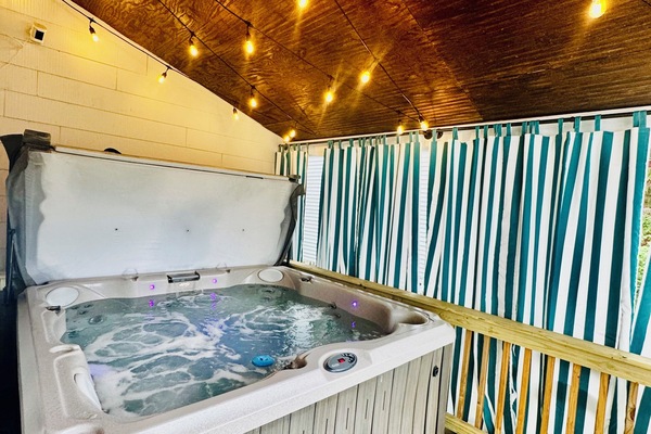 Back deck with hot tub