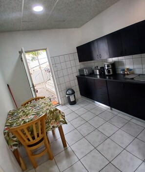 Fridge, microwave, coffee/tea maker, electric kettle