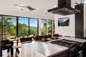 Fridge, microwave, oven, stovetop - Modern Luxury Chalet • Mountain Views • Hot Tub • Fire Pit • Pets (Hendersonville)