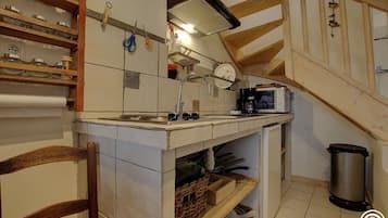 Oven, coffee/tea maker, toaster, cookware/dishes/utensils