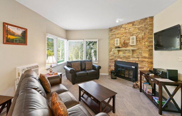 Televisión y chimenea 