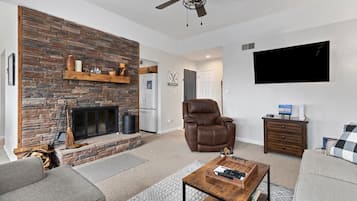 TV, fireplace