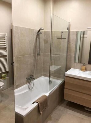 Secador de pelo, toallas y papel higiénico