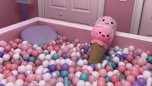 A ball pit with a pink ice cream cone decoration. - GIRLS SUITE w/ BALL PIT! 3 THEMED BEDROOMS & 2 BATH located in CHINATOWN  (Philadelphia)