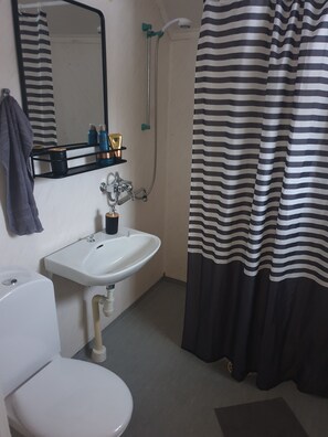 Towels, soap, shampoo, toilet paper