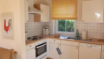 Kühlschrank, Mikrowelle, Herdplatte, Geschirrspüler