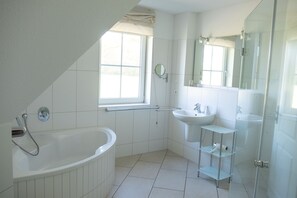 Hair dryer, towels, toilet paper
