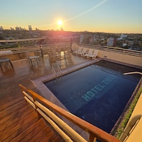 Outdoor pool, sun loungers