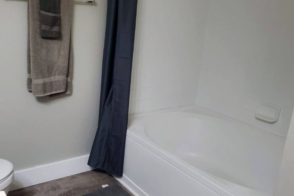Hair dryer, towels, toilet paper
