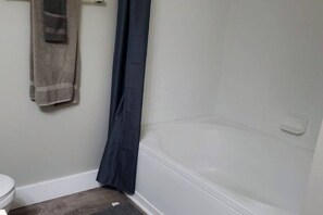 Secador de cabelo, toalhas de banho, papel higiênico