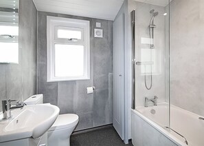Bathroom - Modern and contemporary two bedroomed lodge with one double and one twin. (Swanage)