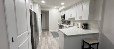 Fridge, microwave, oven, dishwasher