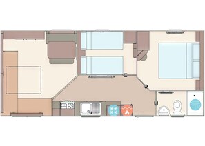Floor plan - Two bedroom caravan, sleeping four people, perfect for relaxing by the coast. (Clarach)