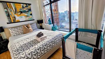 1 bedroom, iron/ironing board, travel crib, free WiFi