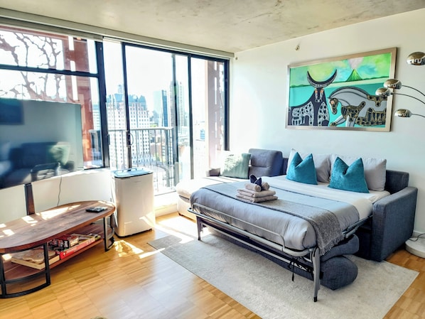 1 chambre, fer et planche à repasser, lit parapluie, Wi-Fi gratuit