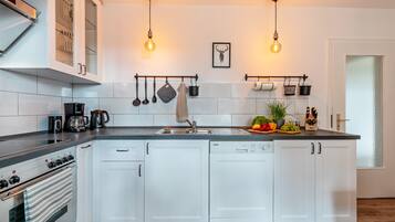 Fridge, oven, stovetop, dishwasher