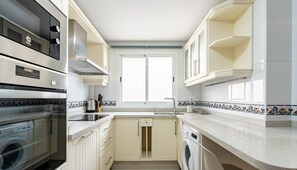 Fridge, microwave, oven, dishwasher