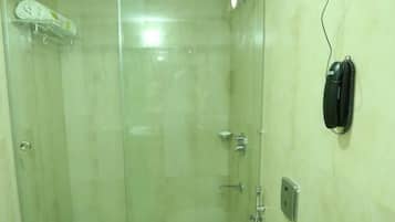 Shower, hydromassage showerhead, hair dryer, slippers