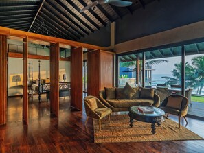 Presidential Penthouse, Patio, Ocean View | Living area | 55-inch flat-screen TV with satellite channels