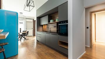 City Apartment | Private kitchen | Full-size fridge, dishwasher, espresso maker, coffee/tea maker