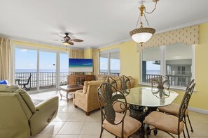 Living area - Grandview Oasis! 3BR 2BA Sleeps 9! Gulf-front Tranquility Beckons! (Panama City Beach)