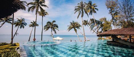 Outdoor pool, open 8:00 AM to 6:00 PM, pool umbrellas, sun loungers