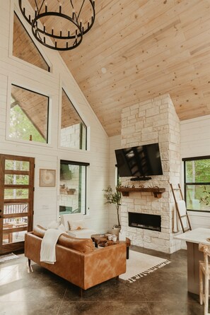 Smart TV, chimenea, videojuegos y libros