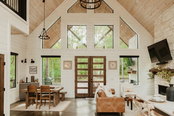 Smart TV, chimenea, videojuegos y libros