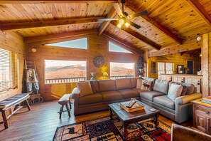 Fernseher, Kamin, DVD-Player, Videothek