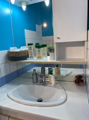 Serviettes fournies, savon, papier toilette