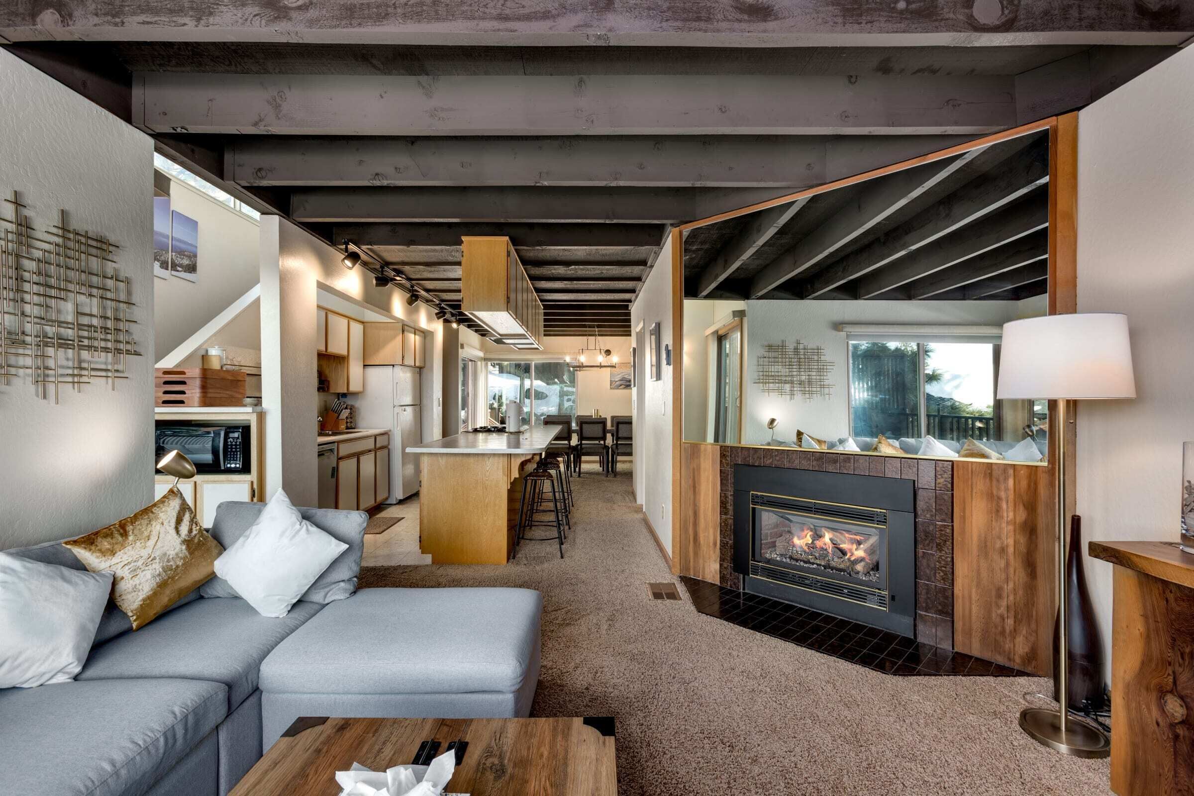 Smart TV, fireplace, table football