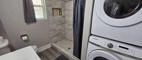 Hair dryer, towels