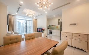 Deluxe Apartment, 2 Bedrooms, Balcony, City View | Living area - Vinhomes Central Park Riverside Elegance (Ho Chi Minh City)