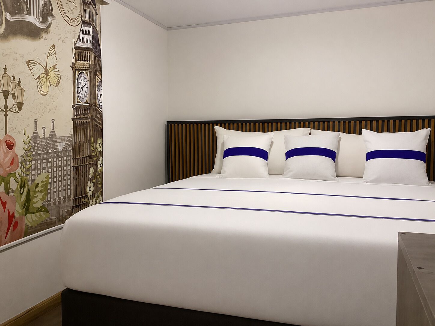 Premium bedding, down comforters, pillowtop beds, desk