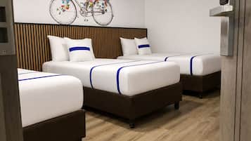 Premium bedding, down comforters, pillowtop beds, desk