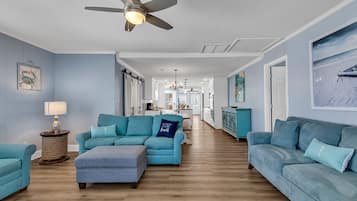 Smart-TV, Kamin, DVD-Player, Tischtennisplatte