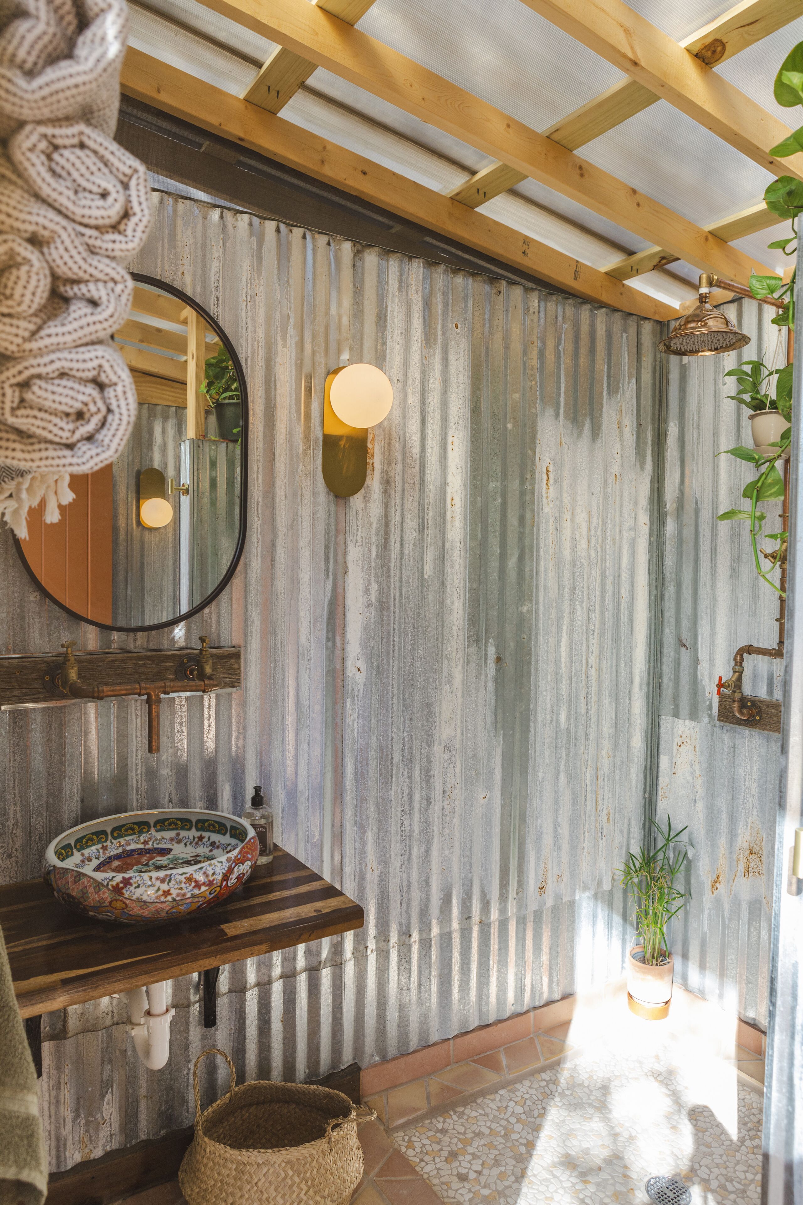 Luxury Tent | Bathroom | Separate tub and shower, rainfall showerhead, bathrobes, towels