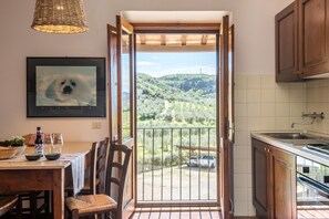 Fridge, oven, stovetop, coffee/tea maker - Farmhouse 'Podere Del Pereto Bio- 201' with Shared Pool, Private Terrace and Wi-Fi (Rapolano Terme)