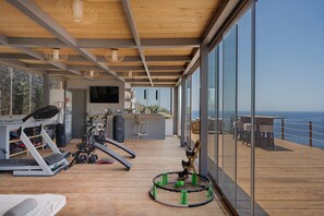 Fitness facility - Studio Apartment "Blueros - Orange Suite" with Sea View, Shared Pool & Wi-Fi (Syros)