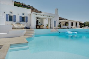 Pool - Studio Apartment "Blueros - Orange Suite" with Sea View, Shared Pool & Wi-Fi (Syros)