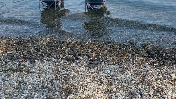 Two people in chairs facing a lake with mountains in the background. - SHUSWAP GOLF AND LAKE ESCAPE
 (Blind Bay)