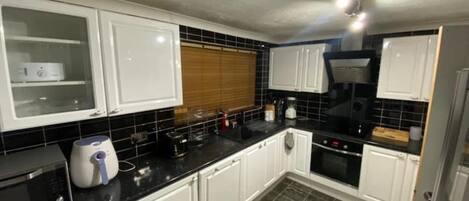 Microwave, oven, electric kettle, blender