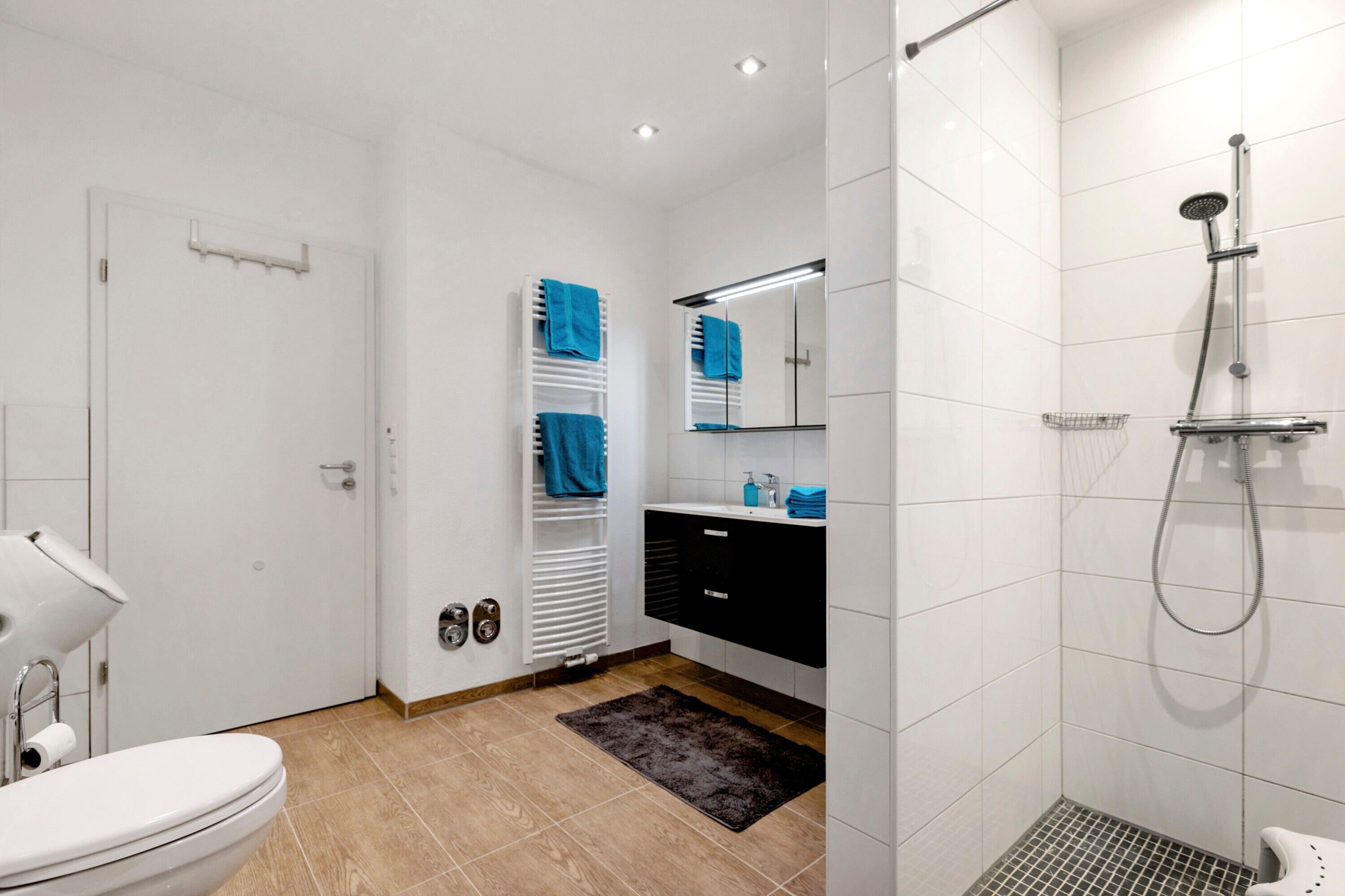 Ducha, secador de pelo, toallas