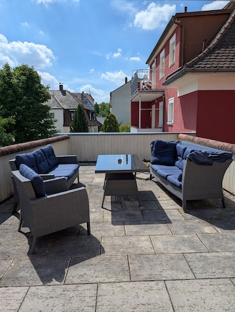 Property grounds. Apartment 'Backstubencafe Beck' with Private Terrace and Wi-Fi