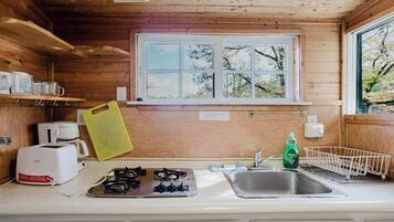 Réfrigérateur, micro-ondes, plaque de cuisson