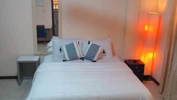 Down comforters, individually decorated, individually furnished, desk