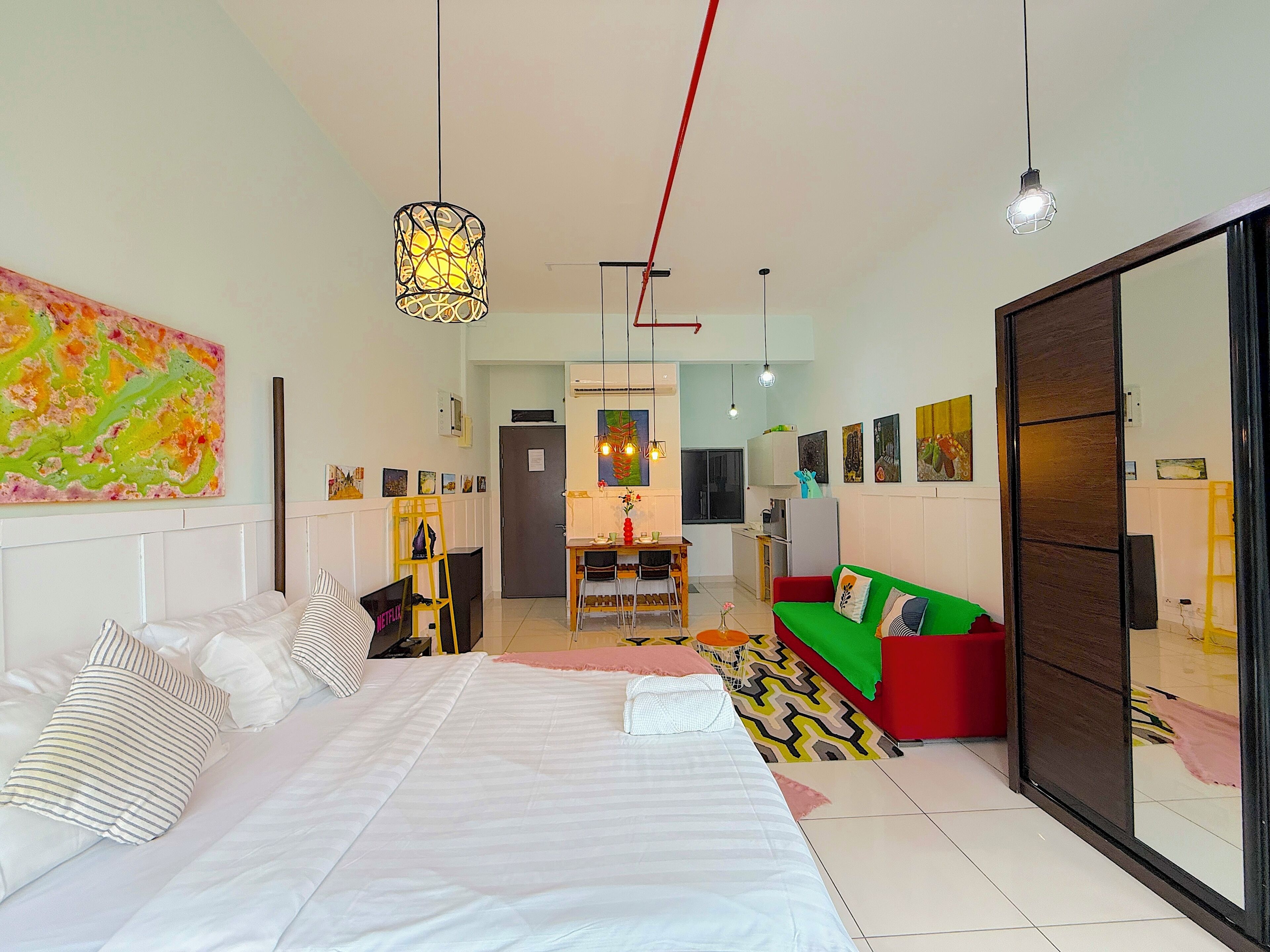 Estúdio premium, 1 cama Queen, banheiro privativo | Roupas de cama de algodão egípcio, roupas de cama premium