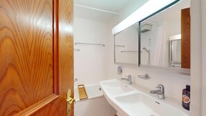 Hair dryer, bidet, towels